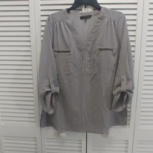Adrienne Vittadini top XL black white stripes new no tag